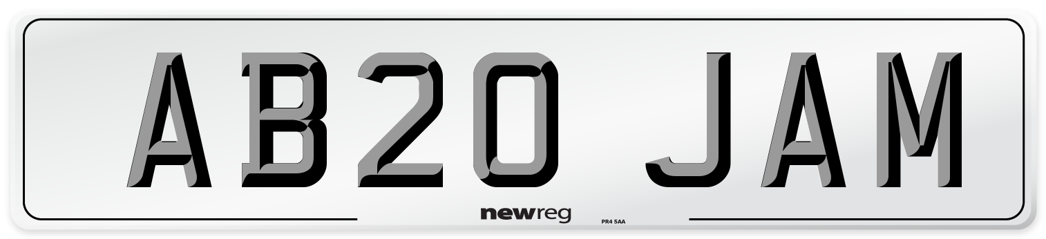 AB20 JAM Number Plate from New Reg